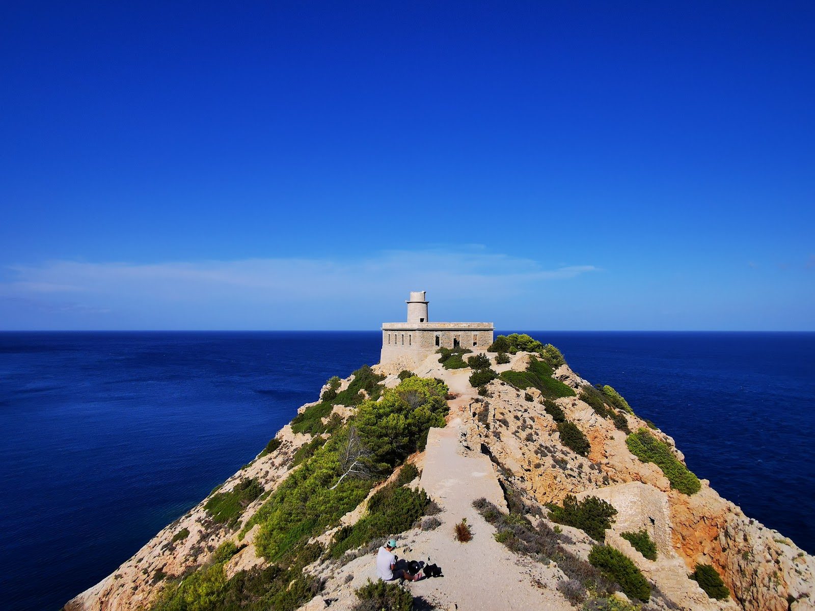 Far de sa Punta Grossa (old lighthouse) and the clifftop coast path, Ibiza